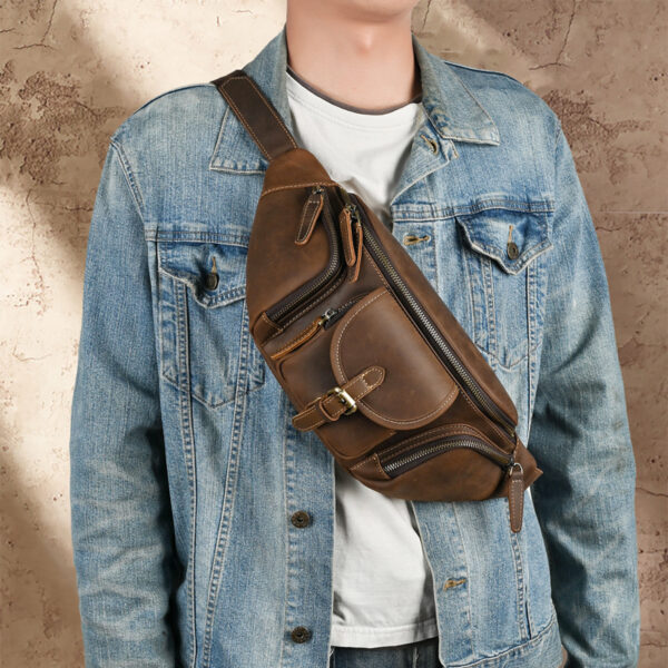 Leather Belt Retro Multi-functional Motorcycle Satchel Leather All-match Casual Chest Bag