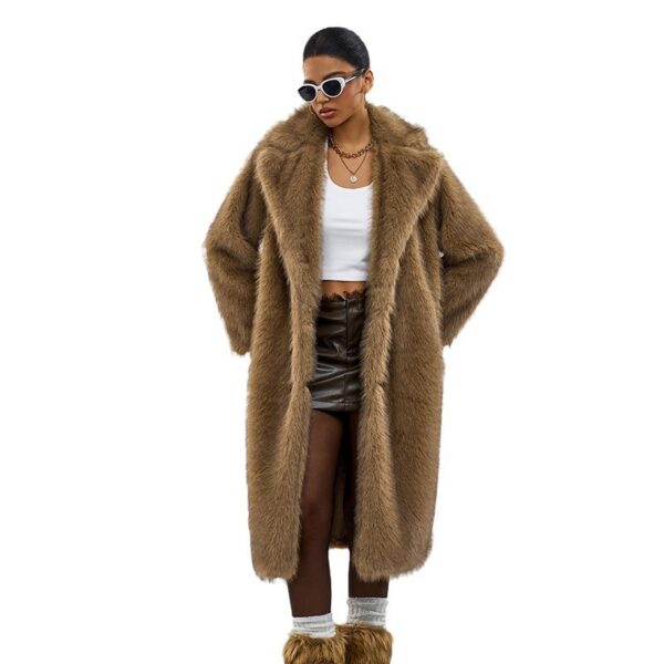 Autumn And Winter Extended Imitation Fur Coat Overcoat - Image 6