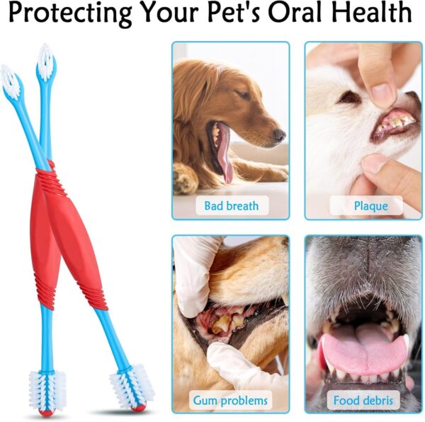 Dog Toothbrush 360 Degree Dog Tooth Brush, Dual Head Dog Tooth Brushing Kit Non Slip Toothbrush For Dogs And Cat Teeth Clean Pet Toothbrush Dental Care - Image 6