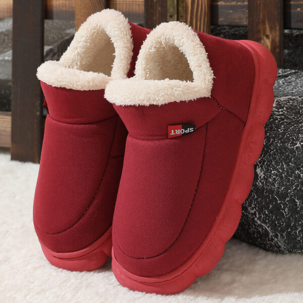 Winter Plush Cotton Shoes Women Men Warm Suede House Shoes For Parents Solid Color Thick-soled Garden Shoes Outdoor - Image 6