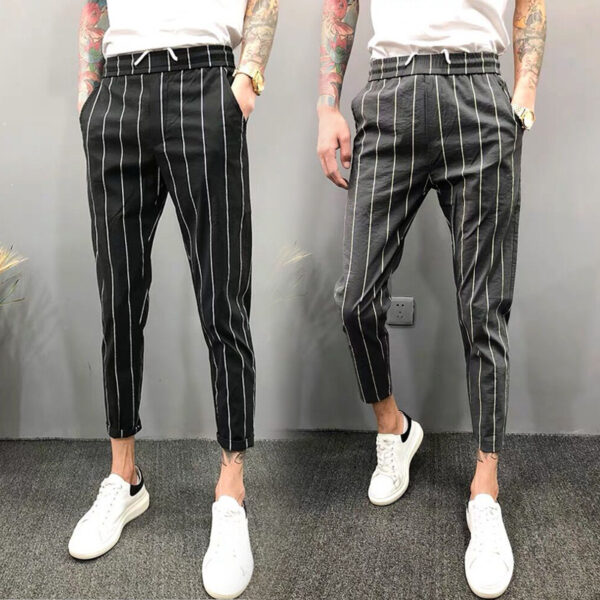 Striped Casual Slim Fit Spring And Autumn Ankle-length Pants Slimming - Image 2