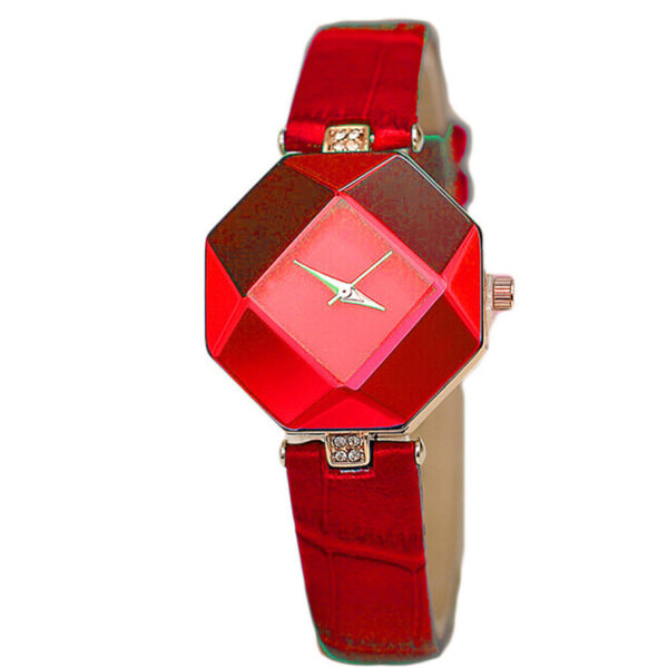 New Style Watch Girl Student Belt Prismatic Glass Simple Fashion Small Dial Quartz Watch - Image 2