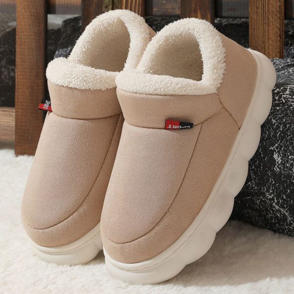 Winter Plush Cotton Shoes Women Men Warm Suede House Shoes For Parents Solid Color Thick-soled Garden Shoes Outdoor - Image 9