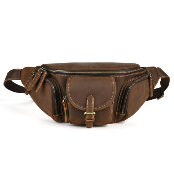 Leather Belt Retro Multi-functional Motorcycle Satchel Leather All-match Casual Chest Bag - Image 9