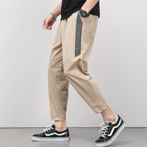 Cropped Thin Casual Drawstring Tappered Pants - Image 2