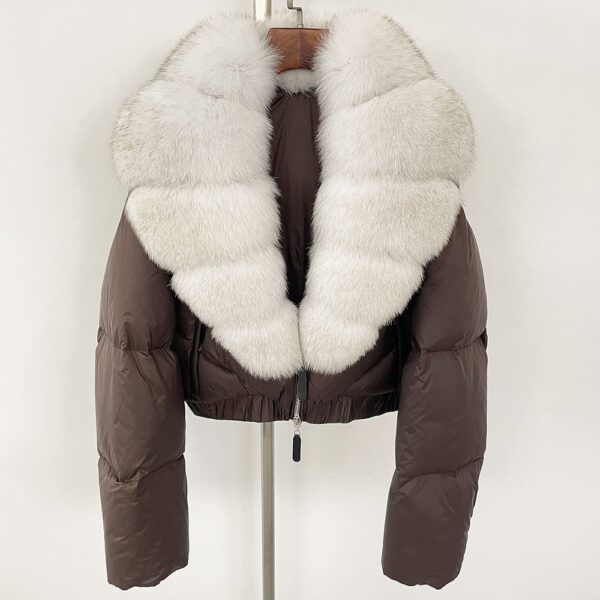 Fox Fur Collar Thick Short Down Jacket Coat - Image 4