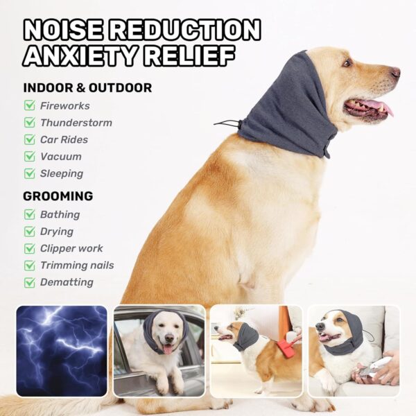 Dog Calming Hoodie No Flap Shake Ear Wraps For Dogs Adjustable Dog Ear Muffs For Noise Protection, Ear Wrap Head Cover For Dog Head Warp Anxiety Relief, Hematoma, Grooming And Force Drying - Image 5