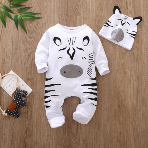 Cute Animal Print Romper Infant Foot-wrapped Cotton Jumpsuit - Image 2