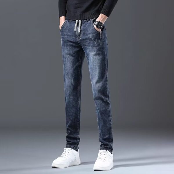 Jeans Men's Straight Loose Elastic All-matching Long Pants - Image 4