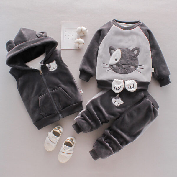 New Children's Clothing Winter Clothes For Boys Baby Thickening Three-piece Set - Image 9