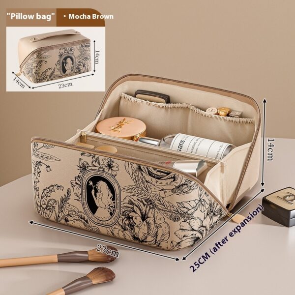 French Print Style Cosmetic Bag Women's Large Capacity Portable Travel Waterproof Wash Bag - Image 6