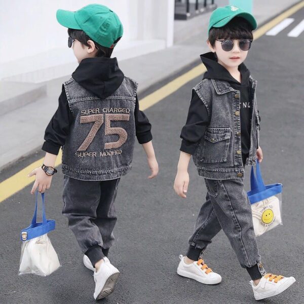 Fashion Simple Boy Winter Denim Suit - Image 5