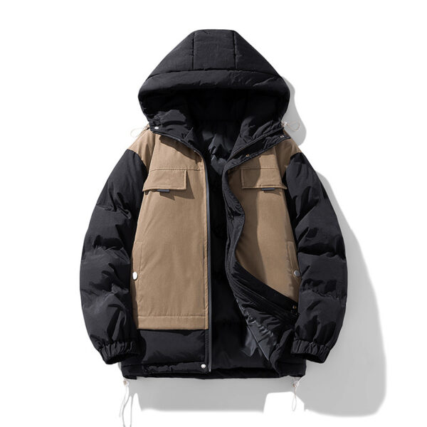 Couple's Winter Cotton-padded Coat Japanese Stitching Hooded Jacket - Image 3