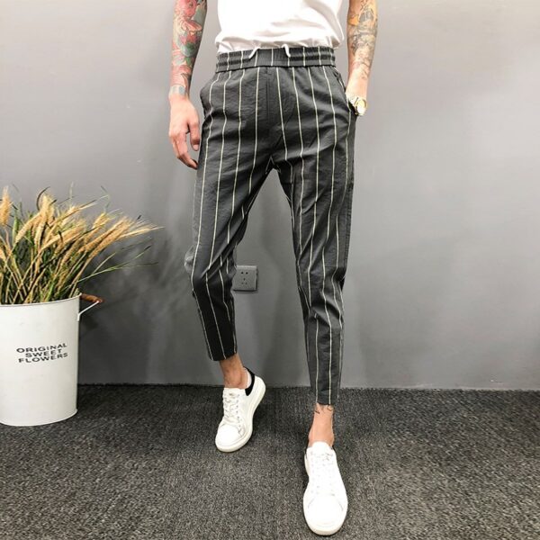 Striped Casual Slim Fit Spring And Autumn Ankle-length Pants Slimming