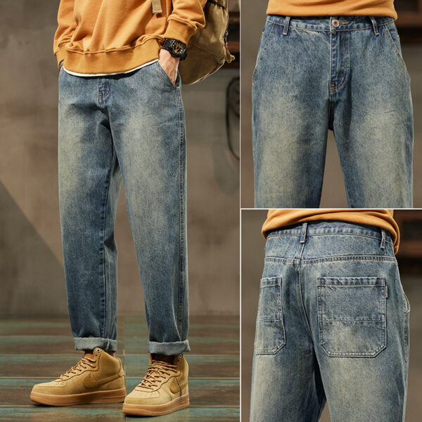 Retro Denim Pants Men's Straight Loose - Image 7