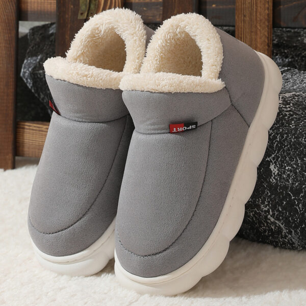 Winter Plush Cotton Shoes Women Men Warm Suede House Shoes For Parents Solid Color Thick-soled Garden Shoes Outdoor - Image 4