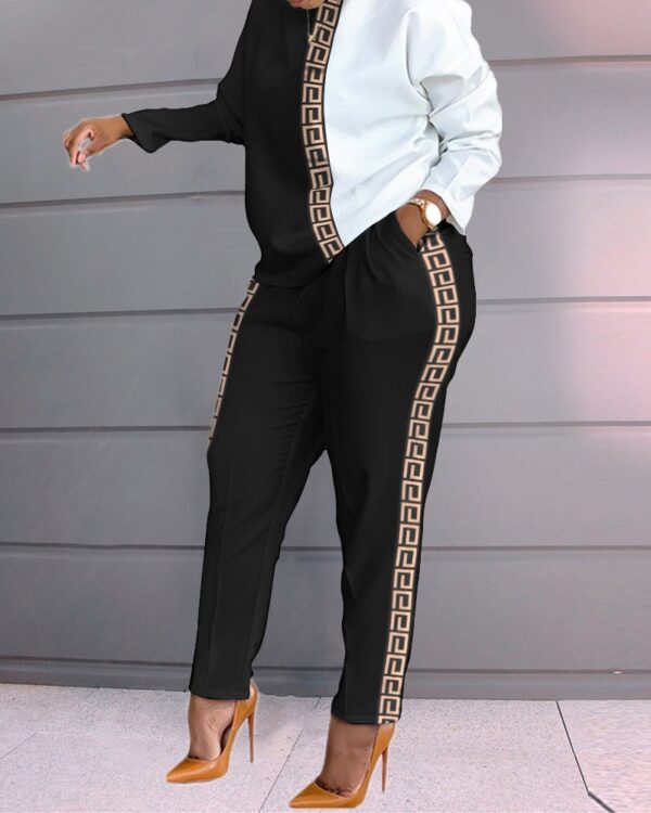 Fashion Women's Printed Top And Pants Suit - Image 3