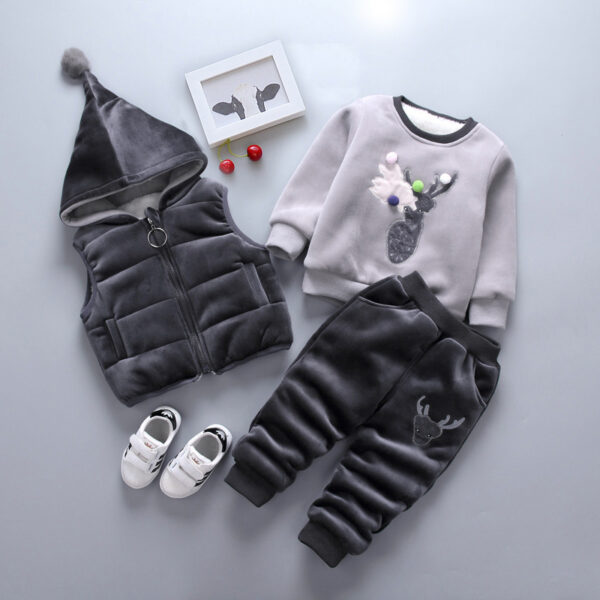 New Children's Clothing Winter Clothes For Boys Baby Thickening Three-piece Set - Image 7