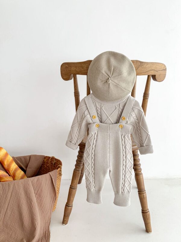 Baby Autumn And Winter Twist Knitted Sweater Jumpsuit - Image 9