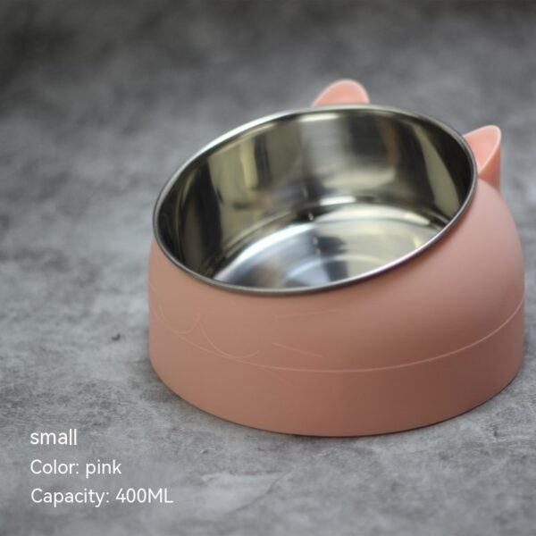 Stainless Steel Dog Bowl Double Bowl Cervical Protection Oblique Mouth Hot Pet Food Basin Supplies - Image 3