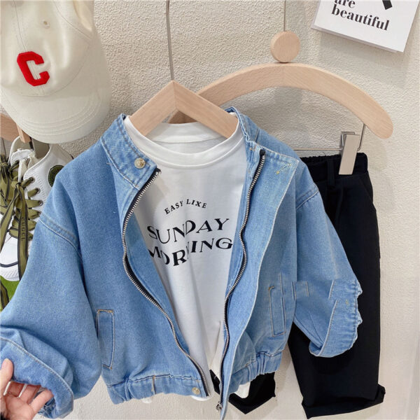 Girls Short Jean Jacket Fashionable Spring And Autumn - Image 8