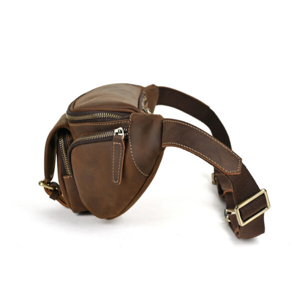 Leather Belt Retro Multi-functional Motorcycle Satchel Leather All-match Casual Chest Bag - Image 2