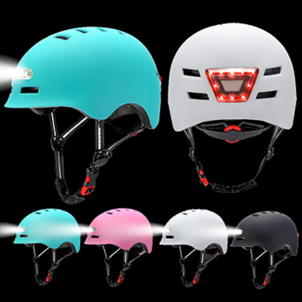 Riding Helmet With Front Lighting And Rear Warning Light