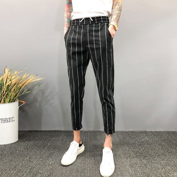 Striped Casual Slim Fit Spring And Autumn Ankle-length Pants Slimming - Image 4