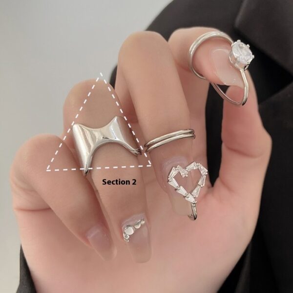 Cross-border New Arrival Micro Inlaid Zircon Graceful Personality Wear Removable Fake Nail Tip Ring - Image 3