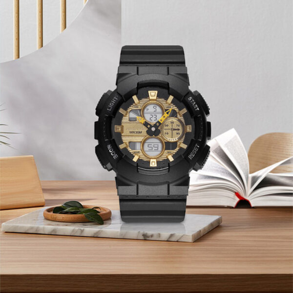 Men's Waterproof Synchronous Double Inserts Electronic Watch Fashion