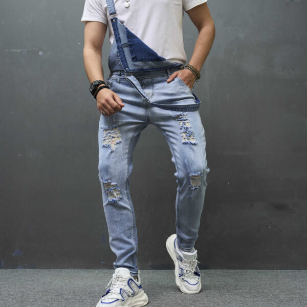 Men's Slim Ripped Strap Skinny Trousers - Image 5