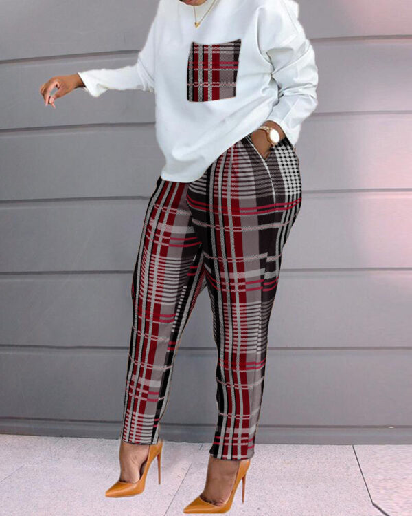 Fashion Women's Printed Top And Pants Suit - Image 7