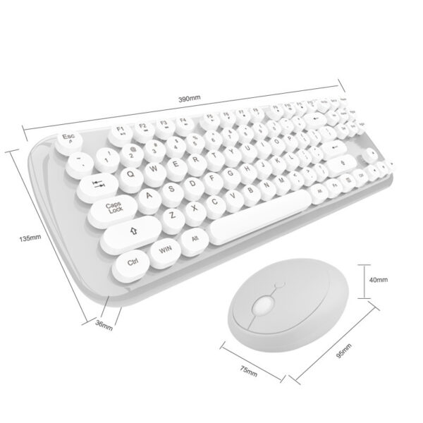 Wireless Keyboard And Mouse Set Girls Color Retro - Image 6