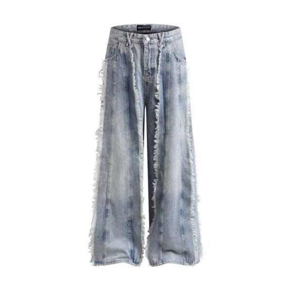 Jeans Destroyed Loose Burrs Wide Leg Bootcut Pants - Image 2