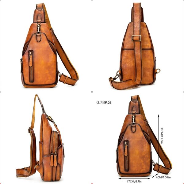 Retro Cattlehide Leather Fashion Multifunctional Leisure Bag - Image 4