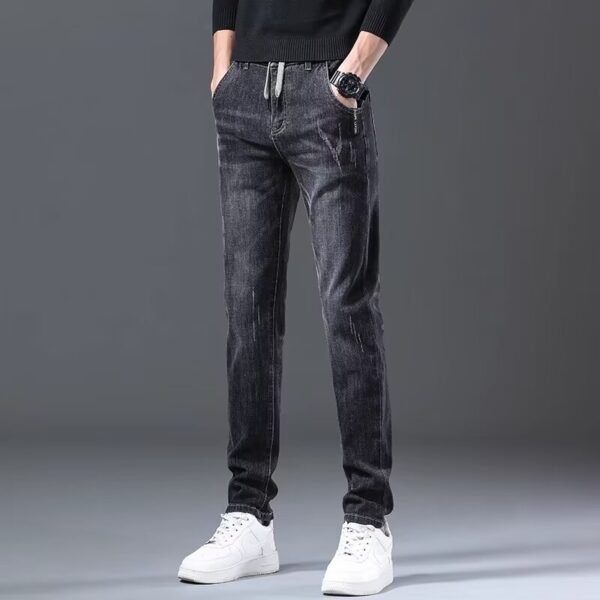 Jeans Men's Straight Loose Elastic All-matching Long Pants - Image 3