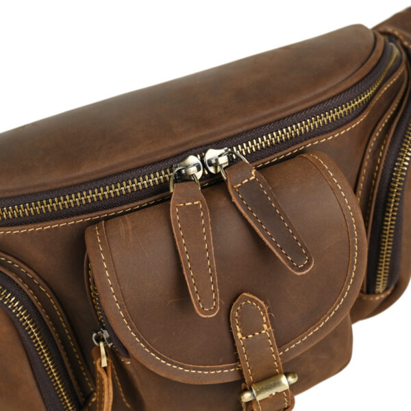 Leather Belt Retro Multi-functional Motorcycle Satchel Leather All-match Casual Chest Bag - Image 6